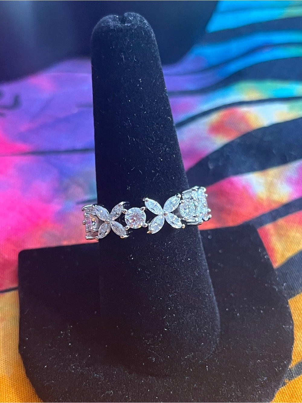 NWT 3.71 CTW Moissanite Floral Marquise Ring Size 9